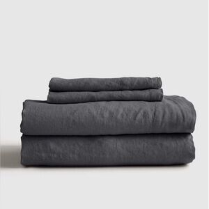 Quince European Linen FLAT SHEET ONLY in Charcoal